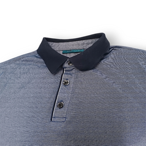 Perry Ellis Mens Small Blue Short Sleeve Polo Shirt - Picture 2 of 7
